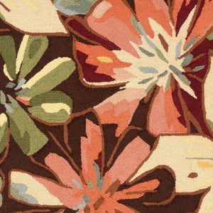 HomeRoots 8' Hand-Carved Botanical Leaves Area Rug - Elegant Tan & Dark Brown Design for Any Home Décor 4' X 6' 552634