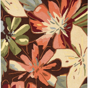HomeRoots 8' Hand-Carved Botanical Leaves Area Rug - Elegant Tan & Dark Brown Design for Any Home Décor 4' X 6' 552634