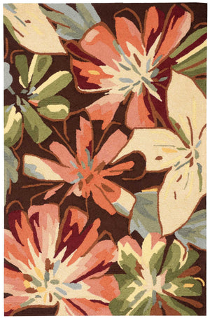 Homeroots 4' X 6' Tan And Dark Brown Floral Hand Carved Handmade Area Rug  Polyester 552634