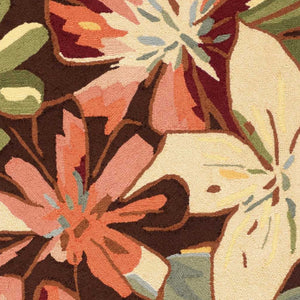 Homeroots 4' X 6' Tan And Dark Brown Floral Hand Carved Handmade Area Rug  Polyester 552634