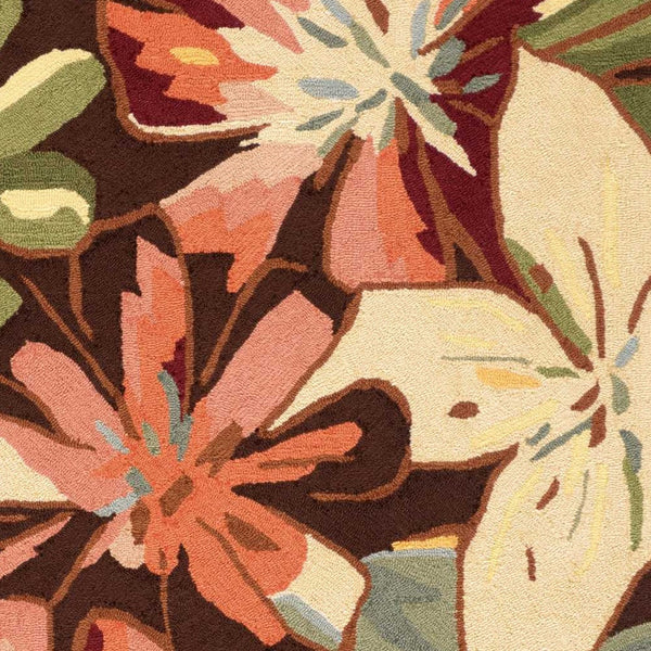 Homeroots 4' X 6' Tan And Dark Brown Floral Hand Carved Handmade Area Rug  Polyester 552634