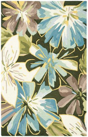 Homeroots 4' X 6' Ivory Dark Brown And Gray Floral Hand Carved Handmade Area Rug  Polyester 552635