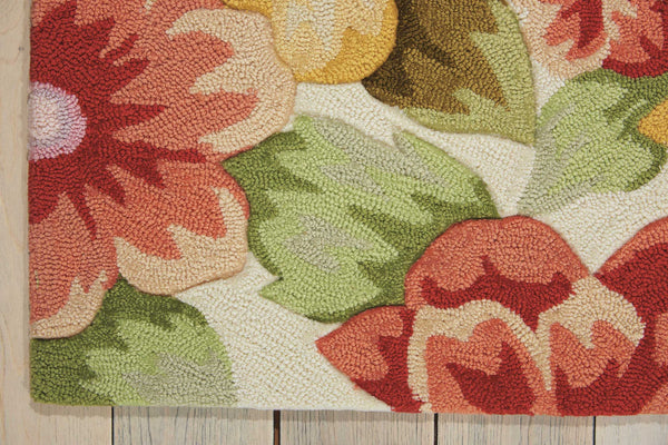 Homeroots 4' X 6' Red And Cream Floral Hand Carved Handmade Area Rug  Polyester 552636