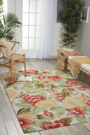 HomeRoots 4' Hand-Carved Red and Cream Floral Area Rug - Timeless Charm, Durable, Pet-Friendly Elegance 4' X 6' 552636
