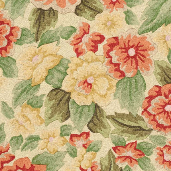 Homeroots 4' X 6' Red And Cream Floral Hand Carved Handmade Area Rug  Polyester 552636