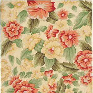 Homeroots 4' X 6' Red And Cream Floral Hand Carved Handmade Area Rug  Polyester 552636