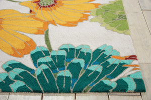 HomeRoots 5' Handmade Floral Area Rug in Ivory, Red, and Orange - Hand-Carved, Stain Resistant, and Durable 4' X 6' 552637