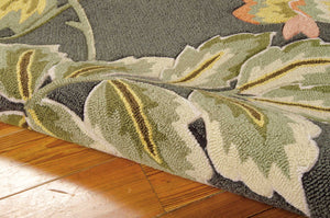 Homeroots 4' X 6' Gray And Cream Botanical Leaves Hand Carved Handmade Area Rug  Polyester 552638