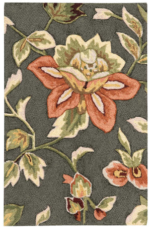 Homeroots 4' X 6' Gray And Cream Botanical Leaves Hand Carved Handmade Area Rug  Polyester 552638