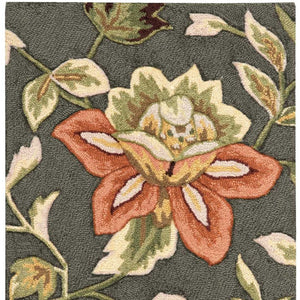 Homeroots 4' X 6' Gray And Cream Botanical Leaves Hand Carved Handmade Area Rug  Polyester 552638