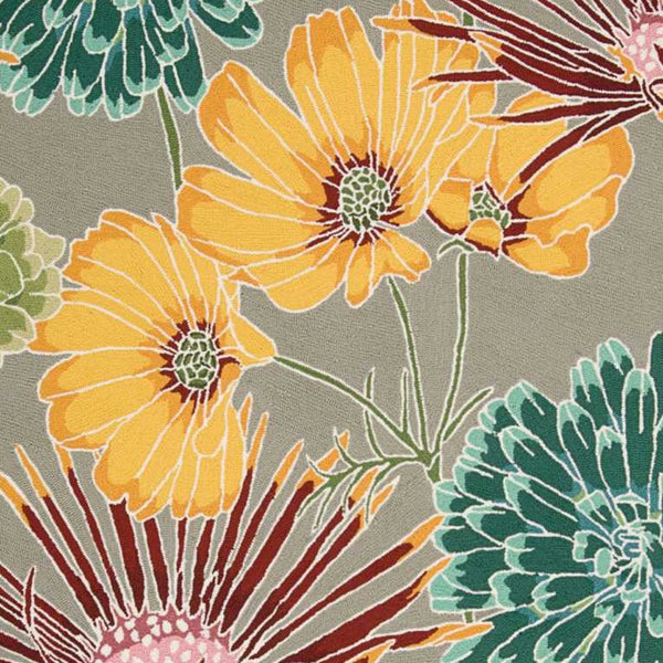 Homeroots 4' X 6' Gray Red And Yellow Floral Hand Carved Handmade Area Rug  Polyester 552639