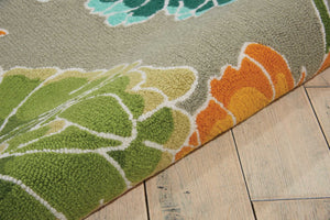 HomeRoots 8' Hand-Carved Floral Area Rug in Gray with Red and Yellow Accents – Durable, Handmade, Unique Design 4' X 6' 552639