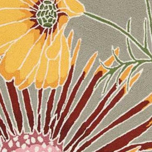 HomeRoots 8' Hand-Carved Floral Area Rug in Gray with Red and Yellow Accents – Durable, Handmade, Unique Design 4' X 6' 552639