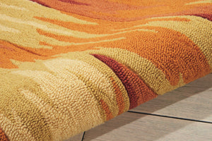 Homeroots 4' X 6' Brown Orange And Yellow Floral Hand Carved Handmade Area Rug  Polyester 552640