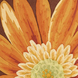 Homeroots 4' X 6' Brown Orange And Yellow Floral Hand Carved Handmade Area Rug  Polyester 552640