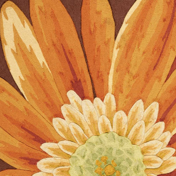 Homeroots 4' X 6' Brown Orange And Yellow Floral Hand Carved Handmade Area Rug  Polyester 552640