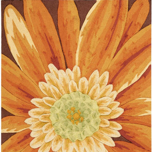 Homeroots 4' X 6' Brown Orange And Yellow Floral Hand Carved Handmade Area Rug  Polyester 552640