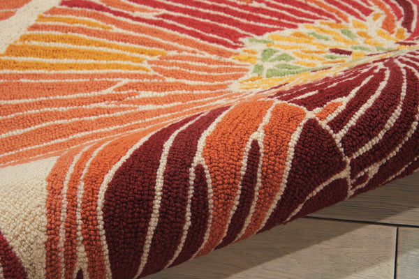 Homeroots 4' X 6' Ivory And Sunset Floral Hand Hooked Area Rug  Polyester 552641