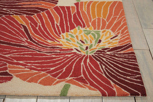 HomeRoots 8' Hand-Hooked Floral Area Rug in Ivory and Sunset – Durable, Stain-Resistant, and Stylish Decor Piece 4' X 6' 552641