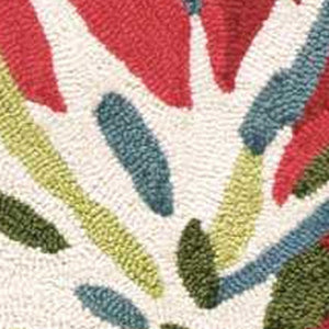 Homeroots 4' X 6' Ivory Green And Red Floral Hand Carved Handmade Area Rug  Polyester 552642