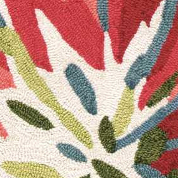 Homeroots 4' X 6' Ivory Green And Red Floral Hand Carved Handmade Area Rug  Polyester 552642