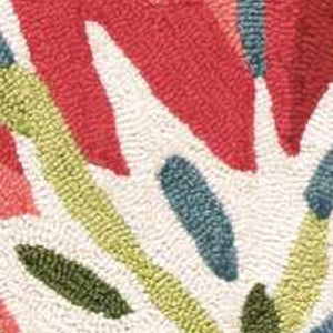 HomeRoots 8' Hand-Carved Handmade Area Rug in Ivory with Green and Red Floral Design - Timeless Elegance 4' X 6' 552642
