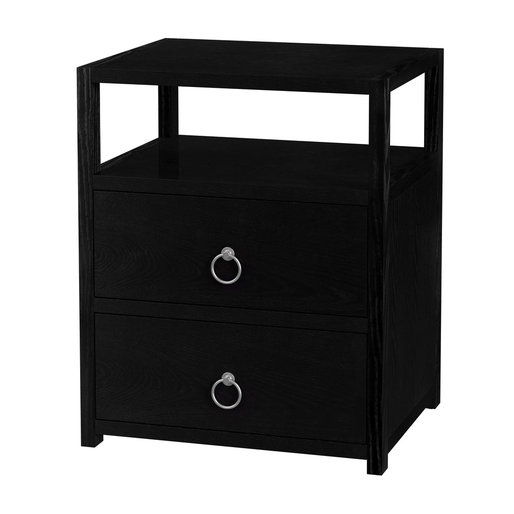 Butler Specialty Company Lark 21" Wood Nightstand With 2 Drawers And Open Shelf For Modern Spaces Black Acacia Wood,Mdf,Acacia Veneer 5526432-butler