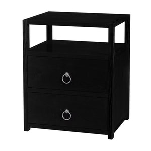 Butler Specialty Company Lark 21" Wood Nightstand With 2 Drawers And Open Shelf For Modern Spaces Black Acacia Wood,Mdf,Acacia Veneer 5526432-butler