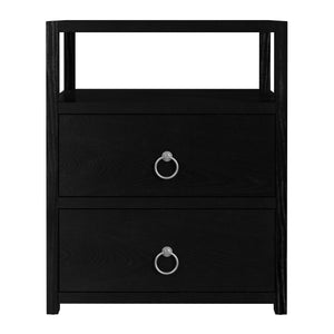 Butler Specialty Company Lark 21" Wood Nightstand With 2 Drawers And Open Shelf For Modern Spaces Black Acacia Wood,Mdf,Acacia Veneer 5526432-butler