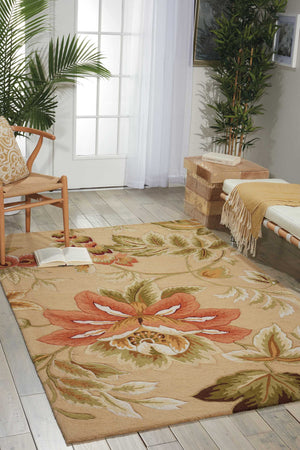 Homeroots 3' X 4' Beige And Red Botanical Leaves Hand Carved Handmade Area Rug  Polyester 552643