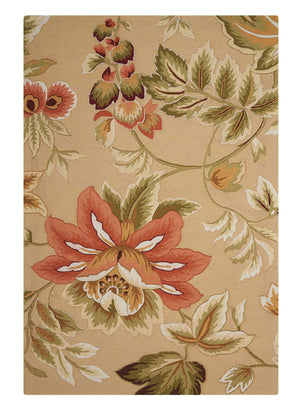 Homeroots 3' X 4' Beige And Red Botanical Leaves Hand Carved Handmade Area Rug  Polyester 552643