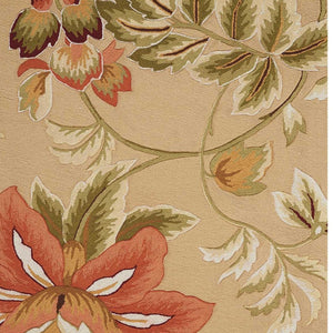 Homeroots 3' X 4' Beige And Red Botanical Leaves Hand Carved Handmade Area Rug  Polyester 552643