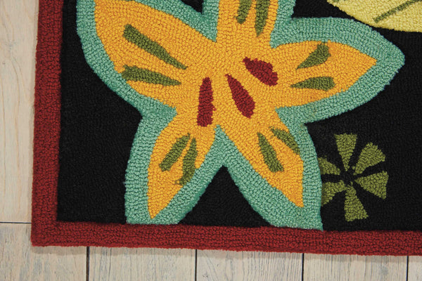 Homeroots 3' X 4' Black And Orange Floral Hand Carved Handmade Area Rug  Polyester 552644