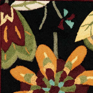 Homeroots 3' X 4' Black And Orange Floral Hand Carved Handmade Area Rug  Polyester 552644