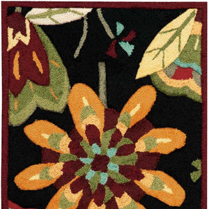 Homeroots 3' X 4' Black And Orange Floral Hand Carved Handmade Area Rug  Polyester 552644
