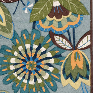 Homeroots 3' X 4' Blue Floral Hand Carved Handmade Area Rug  Polyester 552646