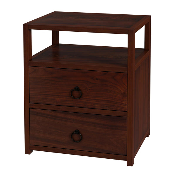 Butler Specialty Company Lark 21" Wood Nightstand With 2 Drawers And Open Shelf For Modern Spaces Medium Brown Acacia Wood,Mdf,Acacia Veneer 5526489-butler