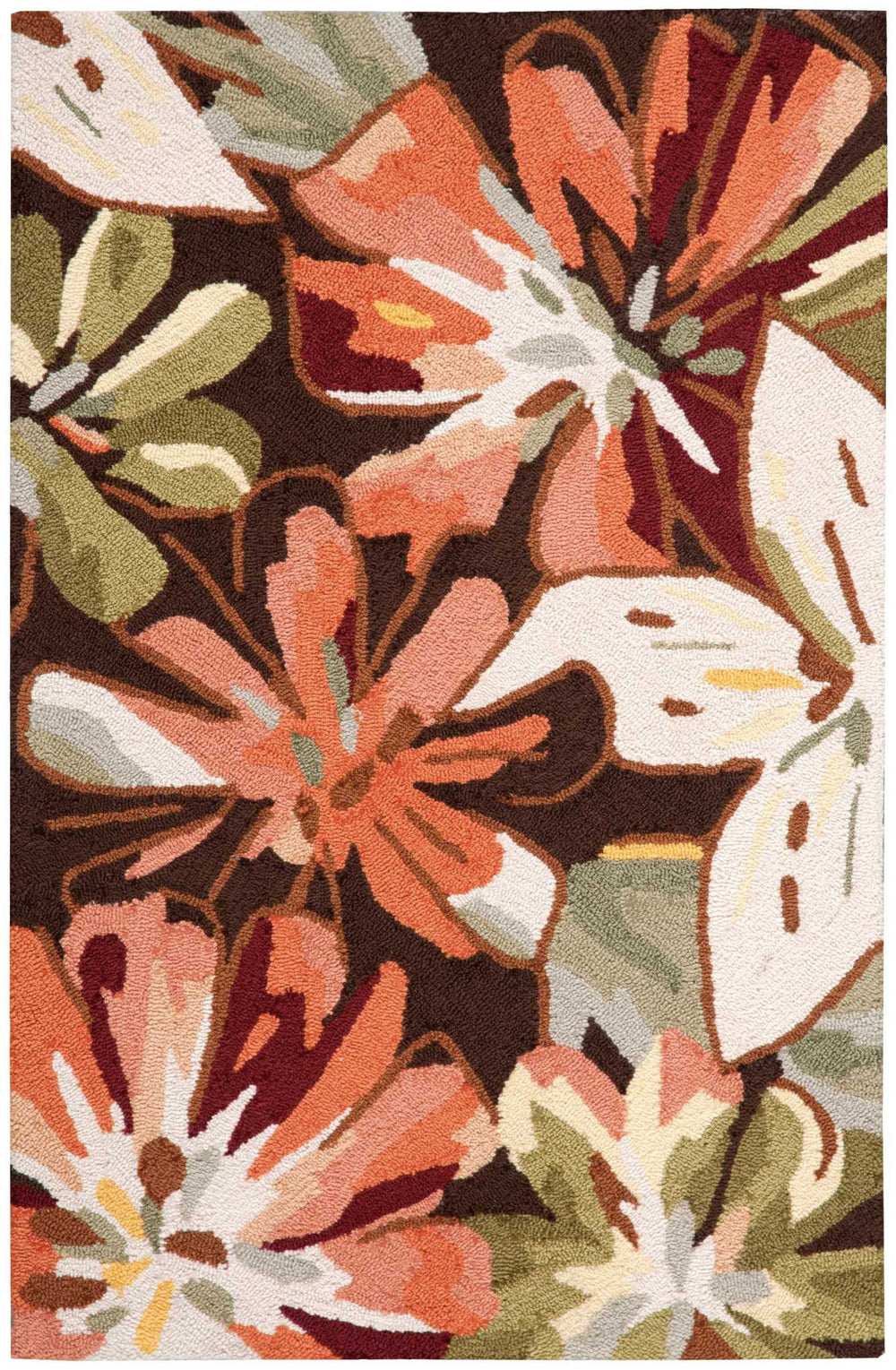Homeroots 3' X 4' Tan And Dark Brown Floral Hand Carved Handmade Area Rug  Polyester 552649