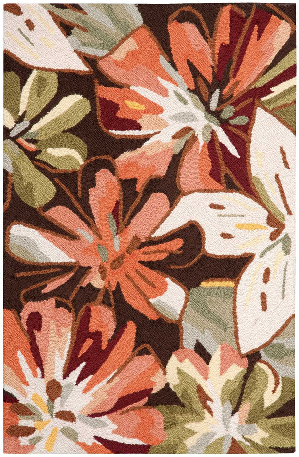 Homeroots 3' X 4' Tan And Dark Brown Floral Hand Carved Handmade Area Rug  Polyester 552649