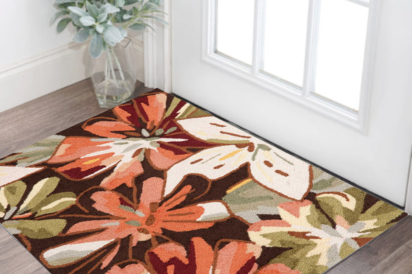 Homeroots 3' X 4' Tan And Dark Brown Floral Hand Carved Handmade Area Rug  Polyester 552649