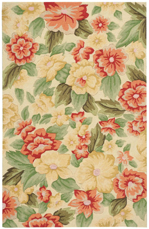 Homeroots 3' X 4' Red And Cream Botanical Leaves Hand Carved Handmade Area Rug  Polyester 552651