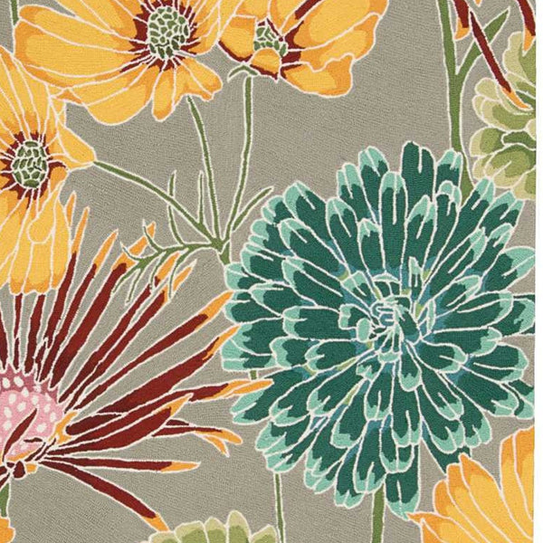 Homeroots 3' X 4' Gray Red And Yellow Floral Hand Carved Handmade Area Rug  Polyester 552654