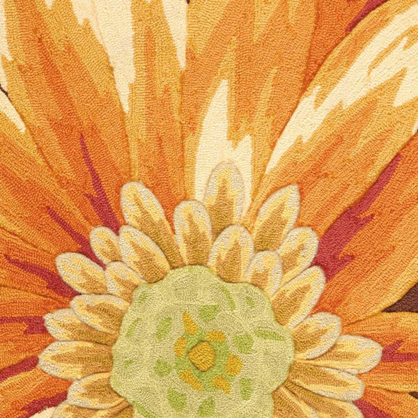 Homeroots 3' X 4' Brown Orange And Yellow Floral Hand Carved Handmade Area Rug  Polyester 552655