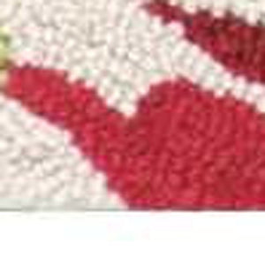 Homeroots 3' X 4' Ivory Green And Red Floral Hand Carved Handmade Area Rug  Polyester 552657