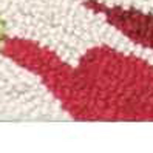 Homeroots 3' X 4' Ivory Green And Red Floral Hand Carved Handmade Area Rug  Polyester 552657