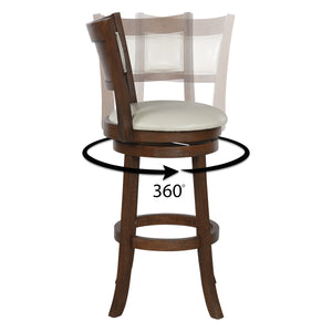OSP Home Furnishings Swivel Stool 30" Cream / Dark Walnut Finish