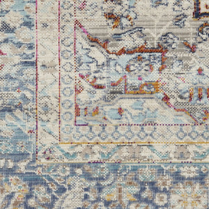 HomeRoots 8' Timeless Transitional Ivory Blue Orange Floral Medallion Area Rug for Stylish Living Spaces 5' X 8' 552684