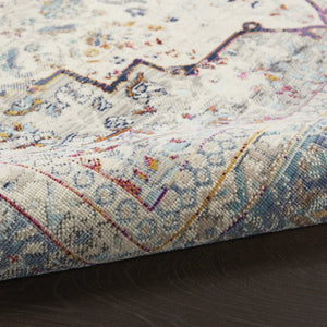 HomeRoots 8' Timeless Transitional Ivory Blue Orange Floral Medallion Area Rug for Stylish Living Spaces 5' X 8' 552684