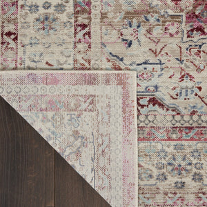 Homeroots 5' X 8' Elegant Ivory Red Brown Floral Distressed Area Rug - Durable, Stain-resistant & Stylish!  Polypropylene 552685