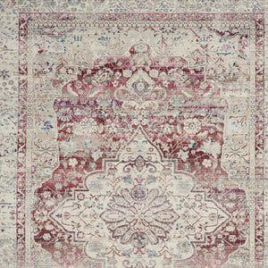 Homeroots 5' X 8' Elegant Ivory Red Brown Floral Distressed Area Rug - Durable, Stain-resistant & Stylish!  Polypropylene 552685